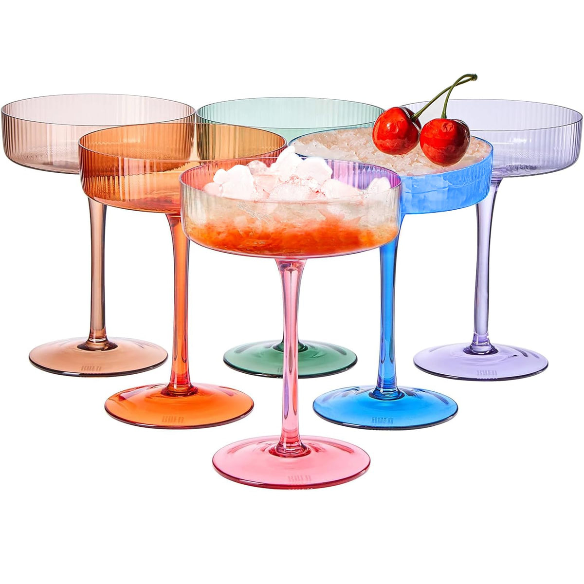 Ribbed Coupe Glasses 8oz 6 Pieces E1735