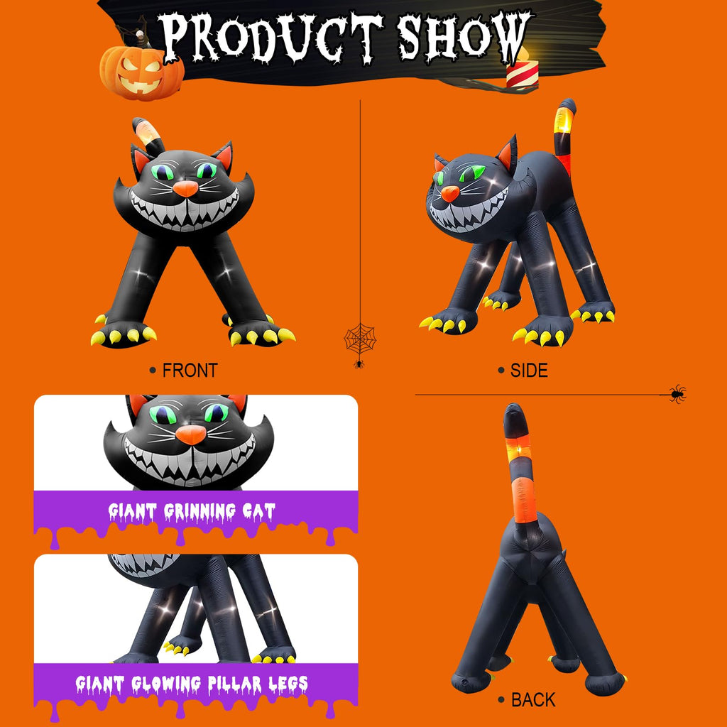 14FT Inflatable Black Cat Halloween Decoration with 7 LED Z3681