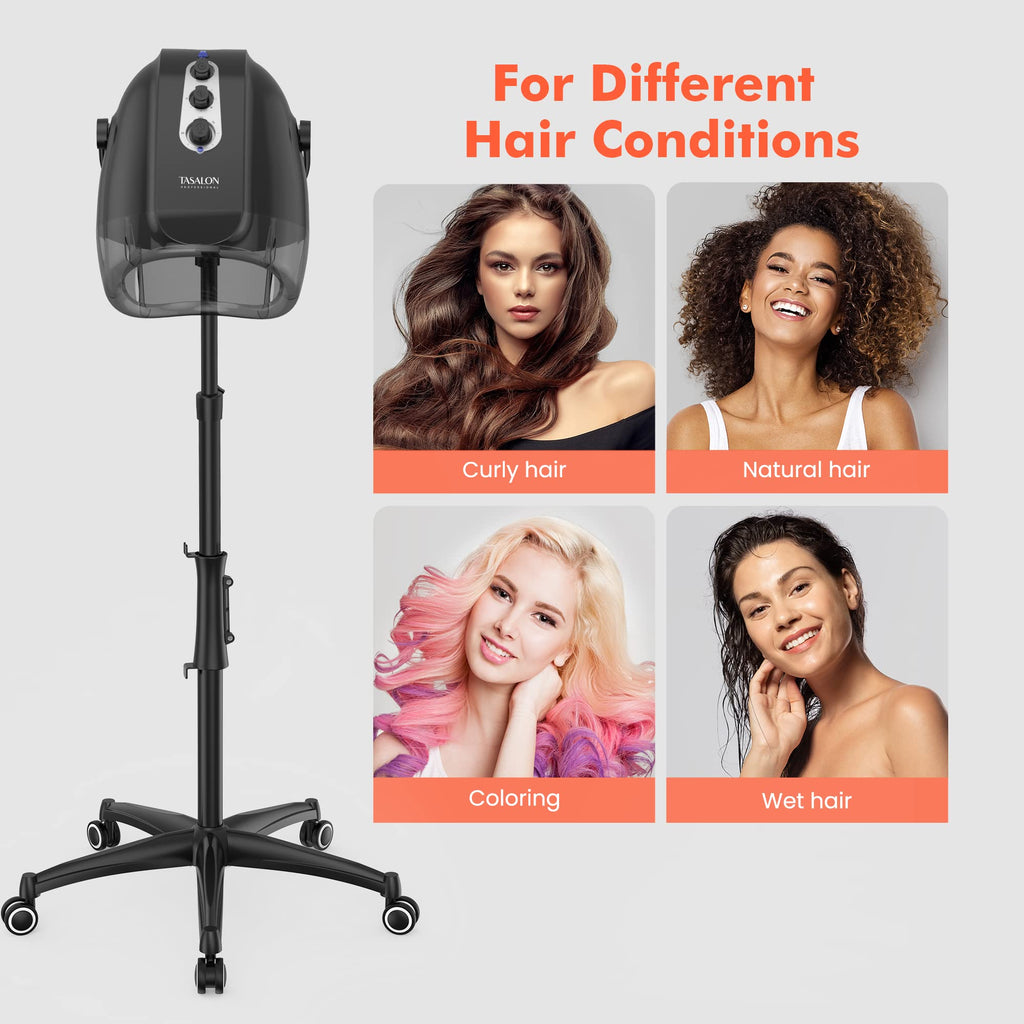 Gray Ionic Hooded Hair Dryer with 3 Temperature Settings T6501