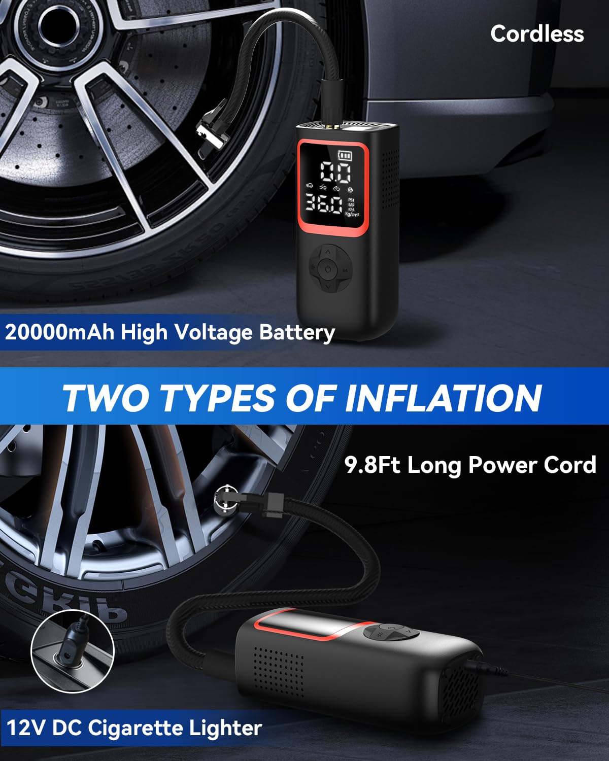150PSI Portable Tire Inflator Air Pump V8960