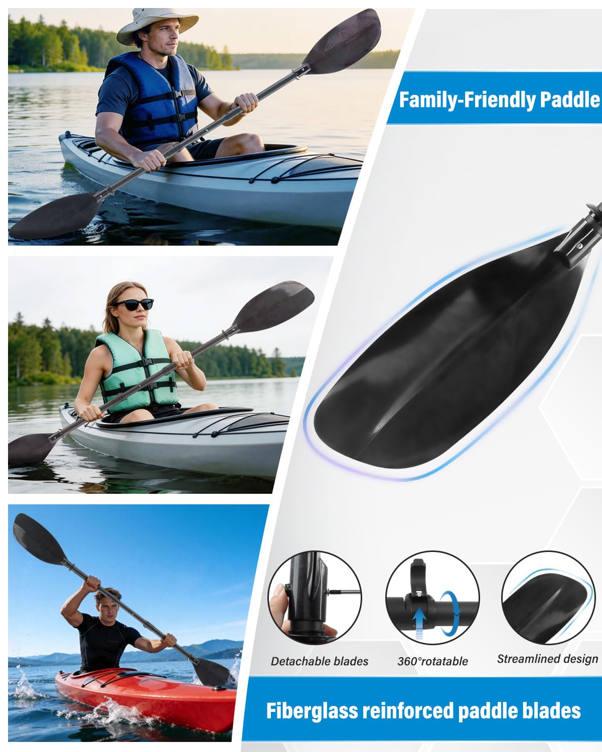 Adjustable Telescopic Kayak Paddle with Storage Bag N7809