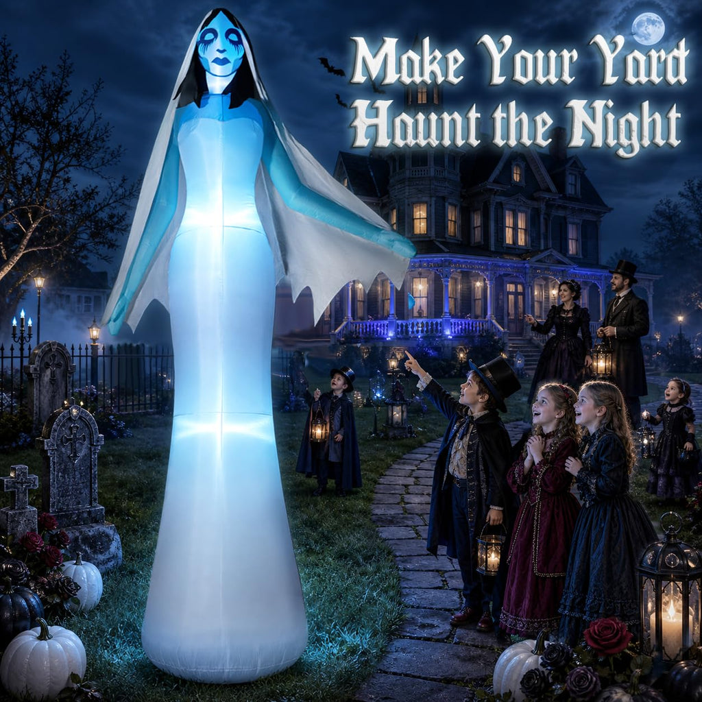 12FT Halloween Inflatable Ghost Bride with Blue LEDs L5774