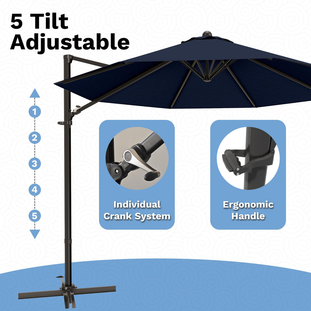 10ft Navy Blue Cantilever Patio Umbrella J240750