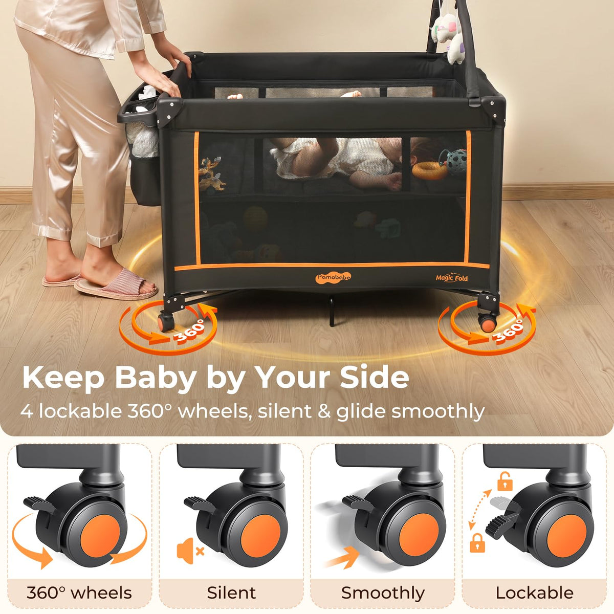 Portable Foldable Playard with Mattress and Storage Bag V8188