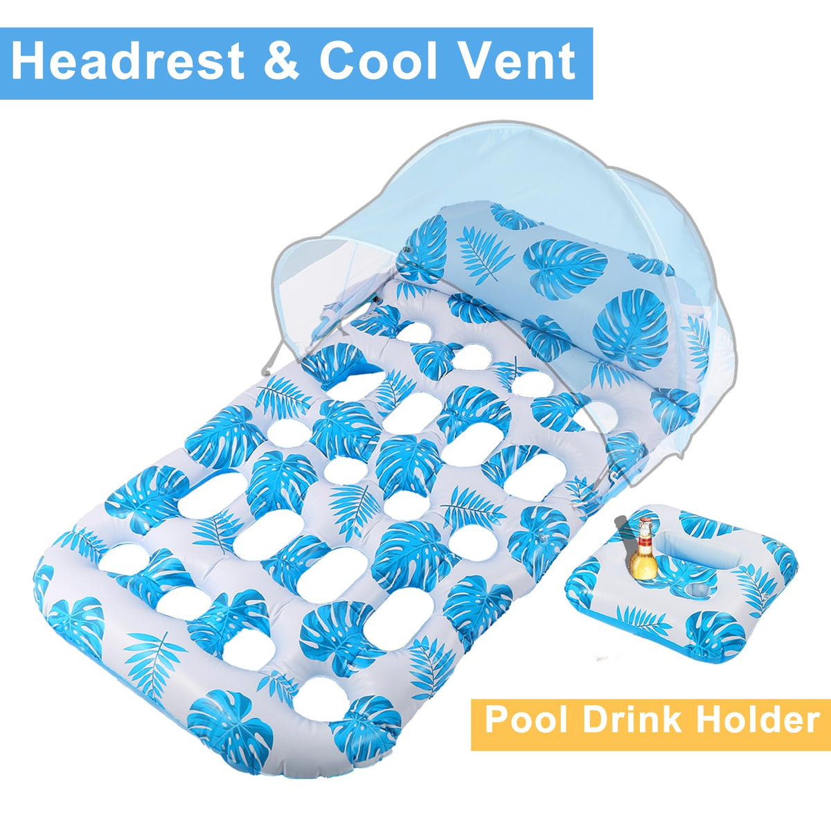 Inflatable Pool Float with UPF 50+ Sunshade Canopy J536