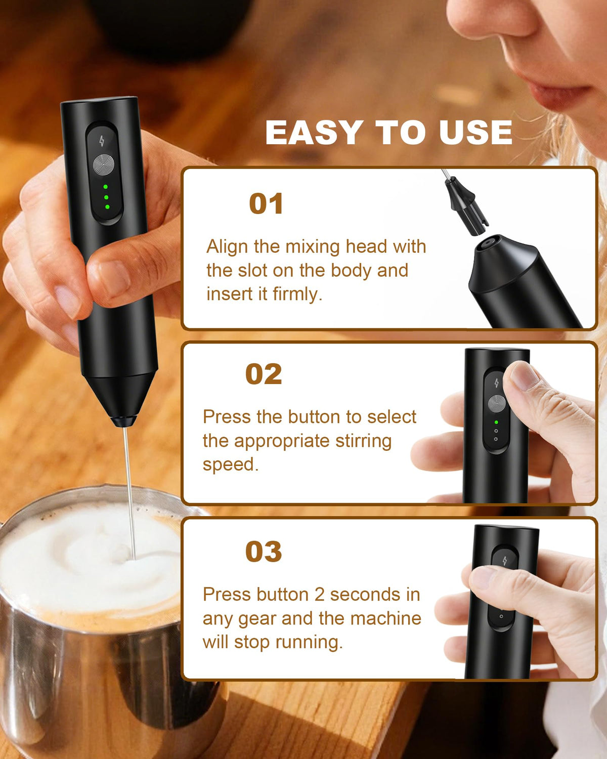 Rechargeable Handheld Milk Frother V700