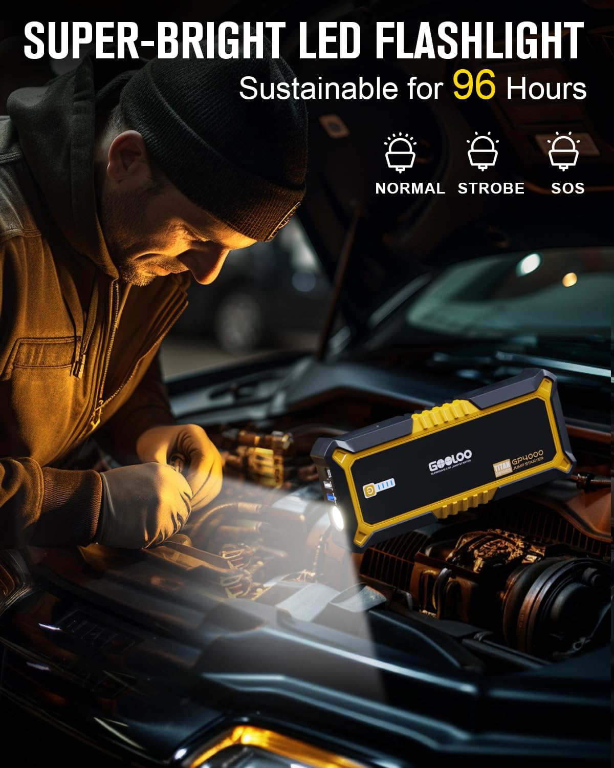 4000A 12V Portable Car Battery Jump Starter J989690