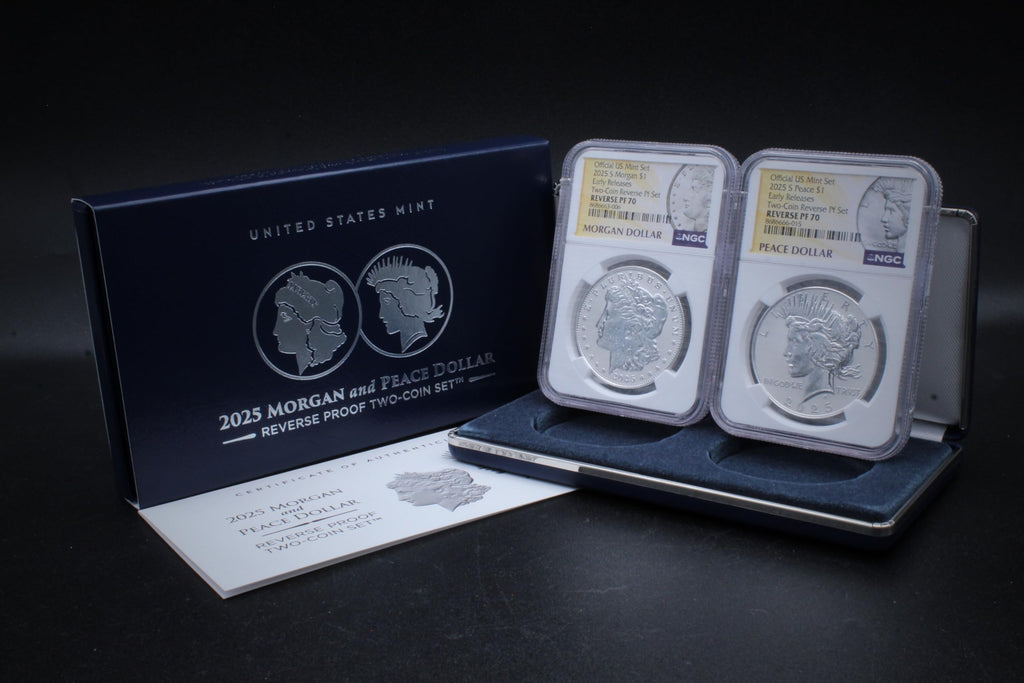 Set of 2 American Silver Morgan and Peace Dollar H13253