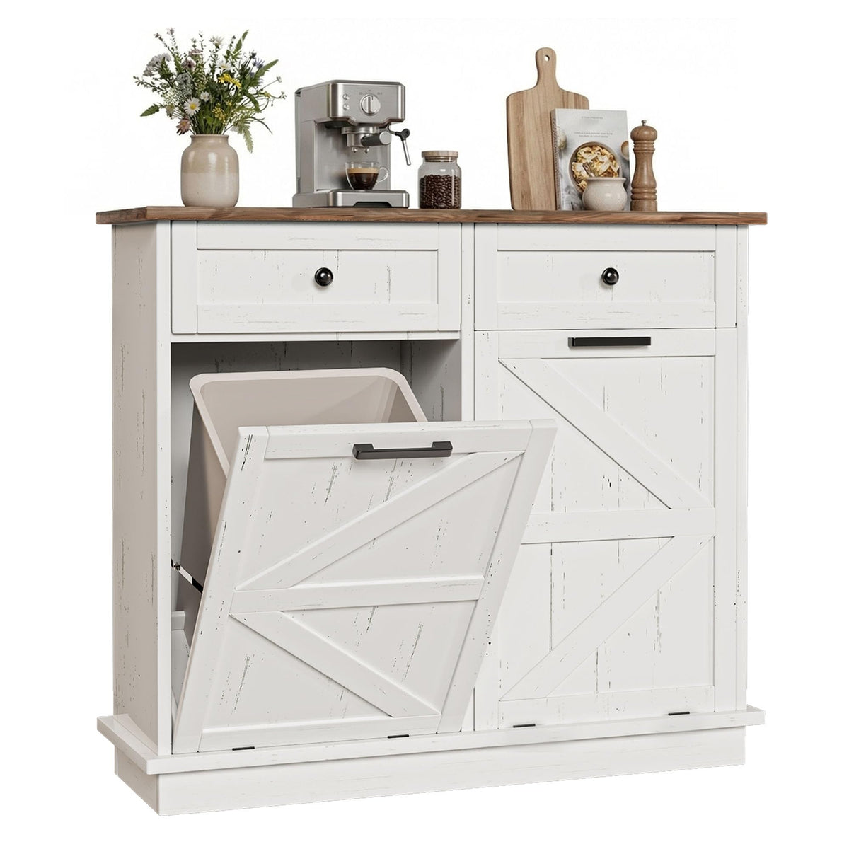 10 Gallon Double Tilt Out Trash Can Cabinet P216