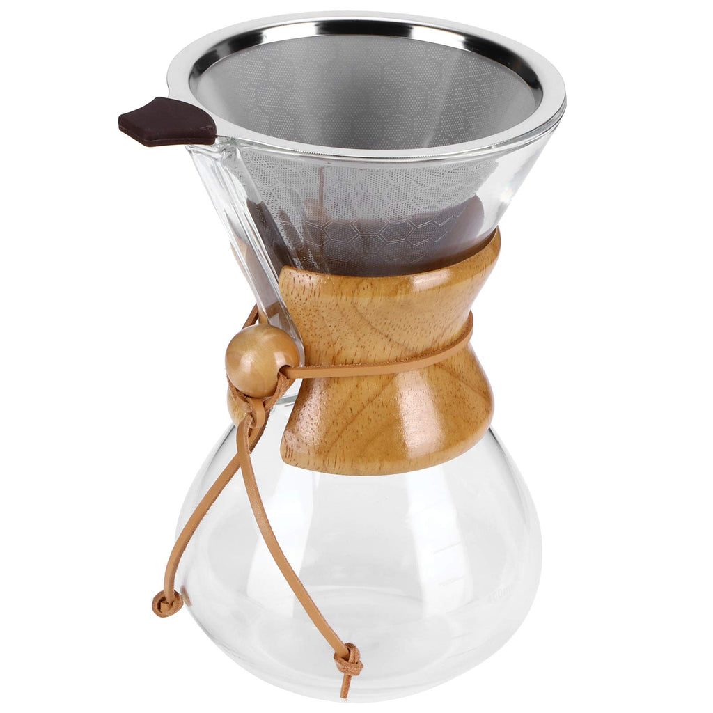 High Temp Glass Coffee Drip Pot with Reusable Filter 600ml U42023