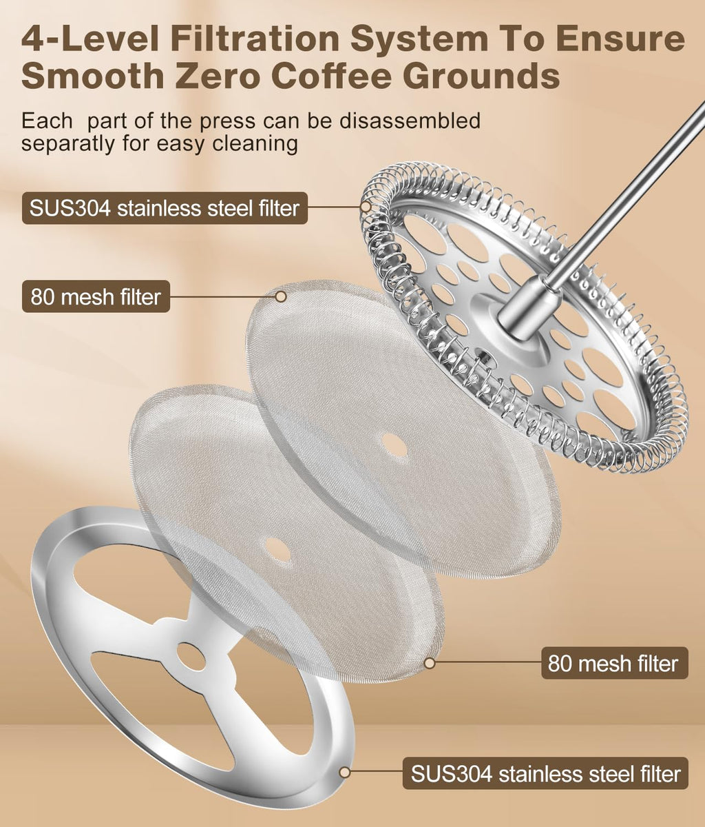 34 Ounce Stainless Steel French Press Coffee Maker N500588