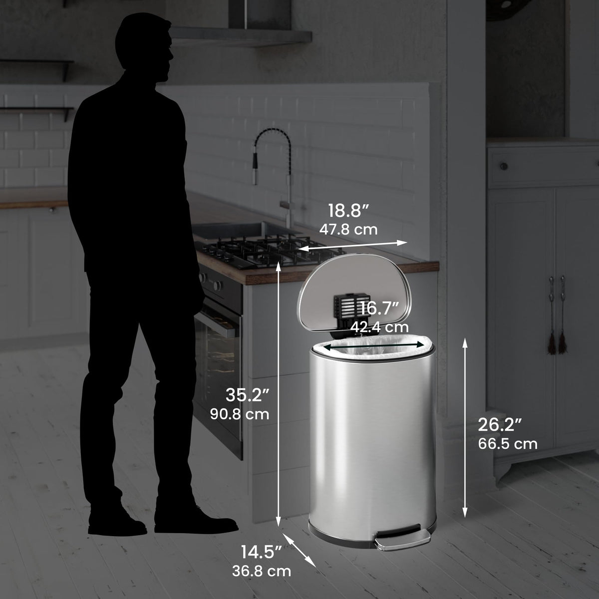 13.2 Gallon Stainless Steel Step Trash Can U528