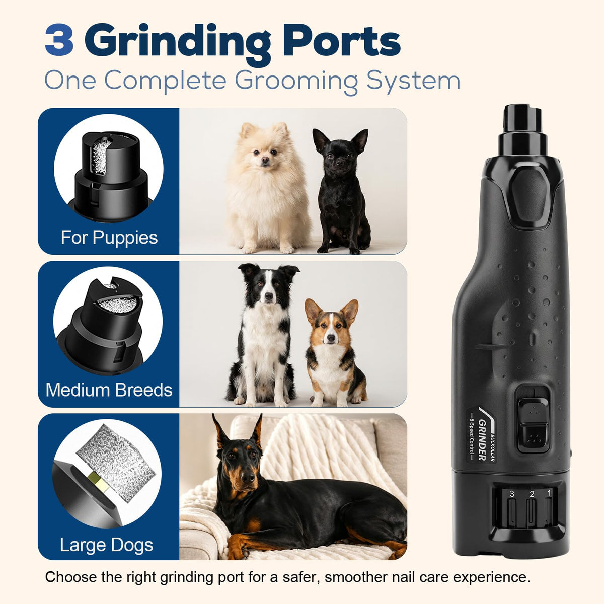 Dog Nail Grinder Quiet 6-Speed with LED Light G5535