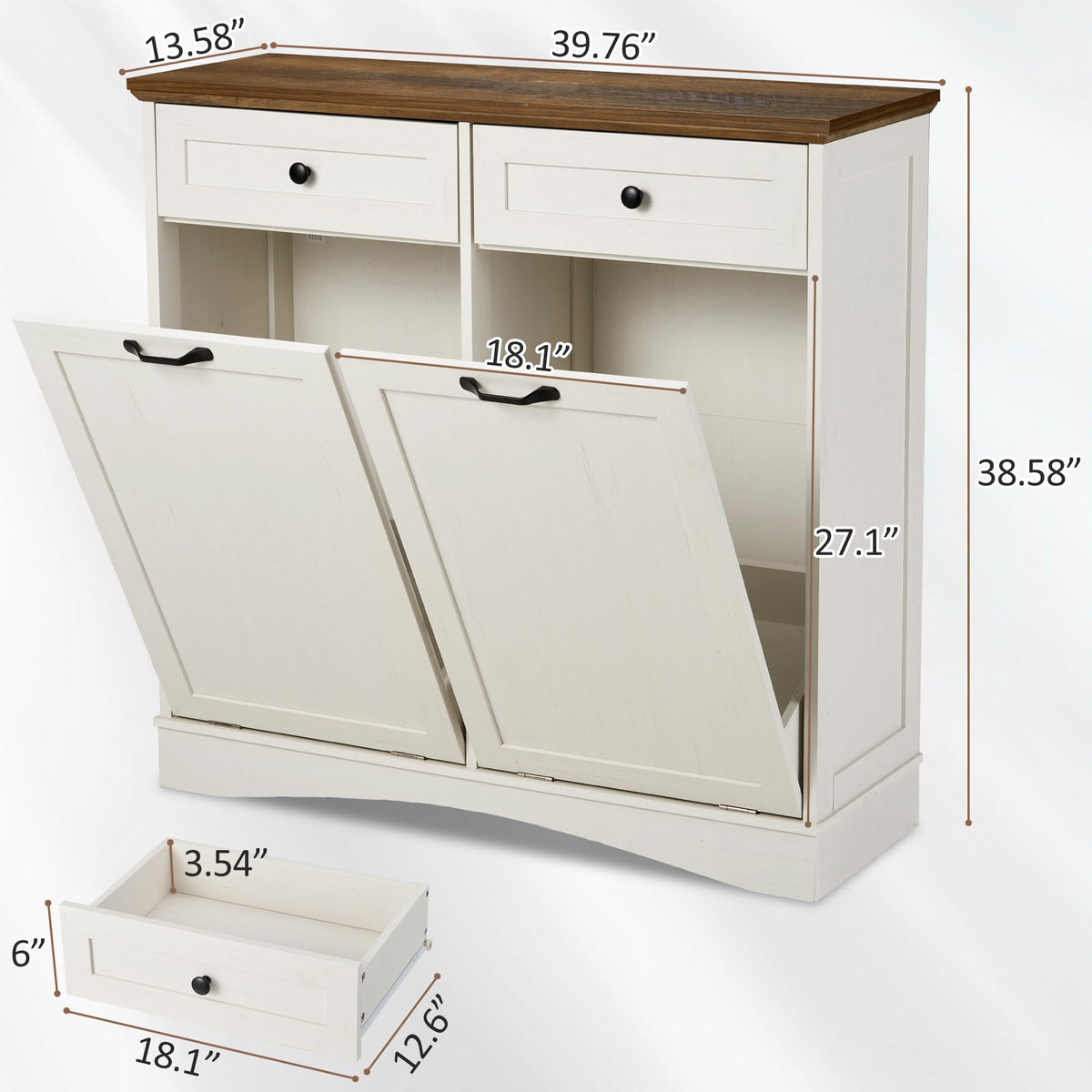Antique White Double Tilt Out Trash Cabinet B471916