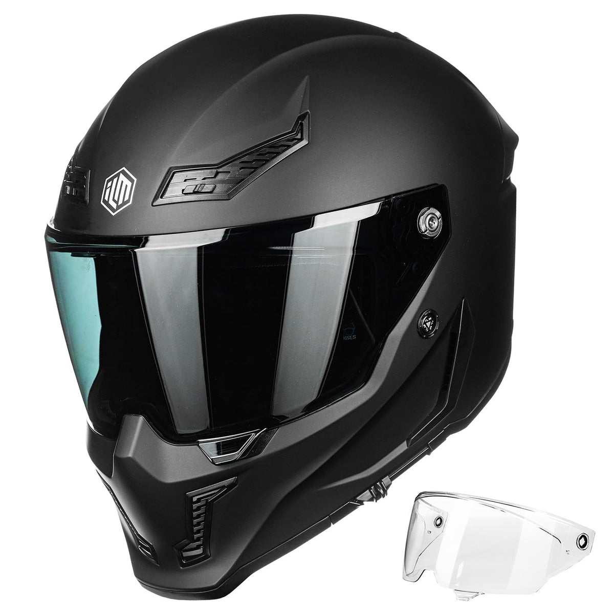 Full Face Dual Visor Motorcycle Helmet with Pinlock Matte Black M Y2597