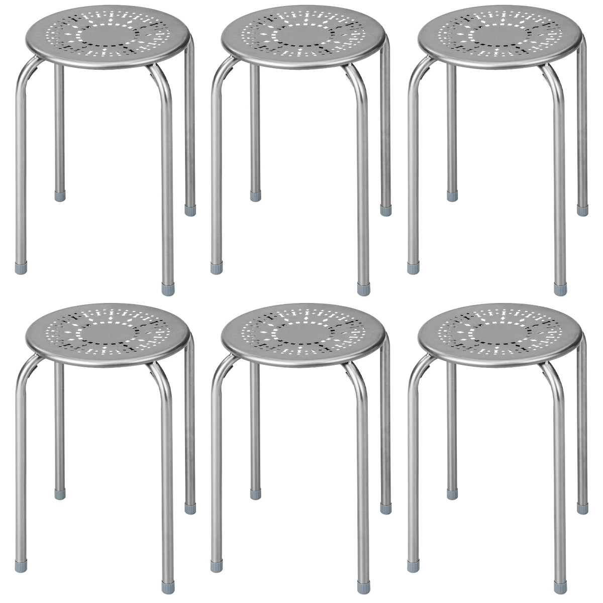 Grey Stackable School Stools 6-Pack U478480