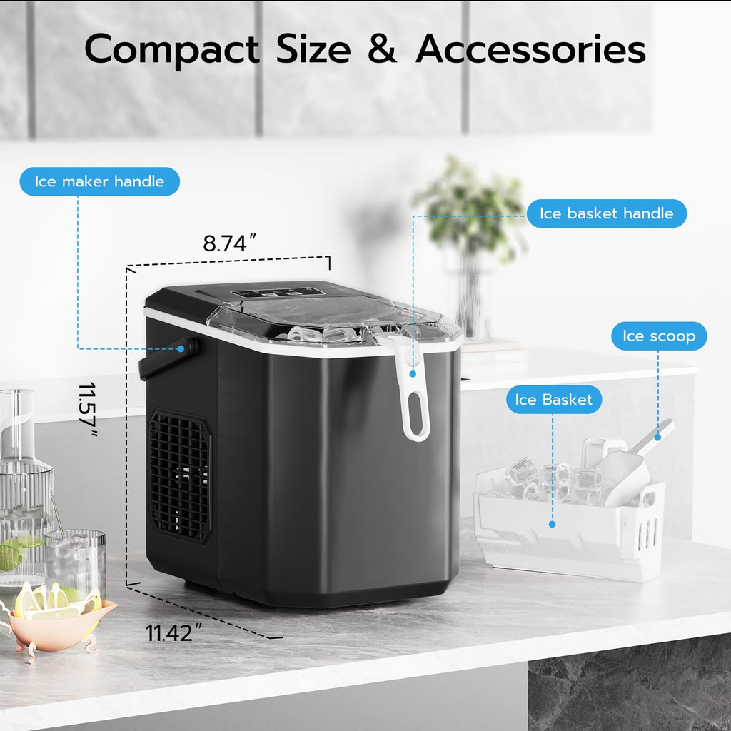 Black 26Lbs/24H Countertop Ice Maker U10103