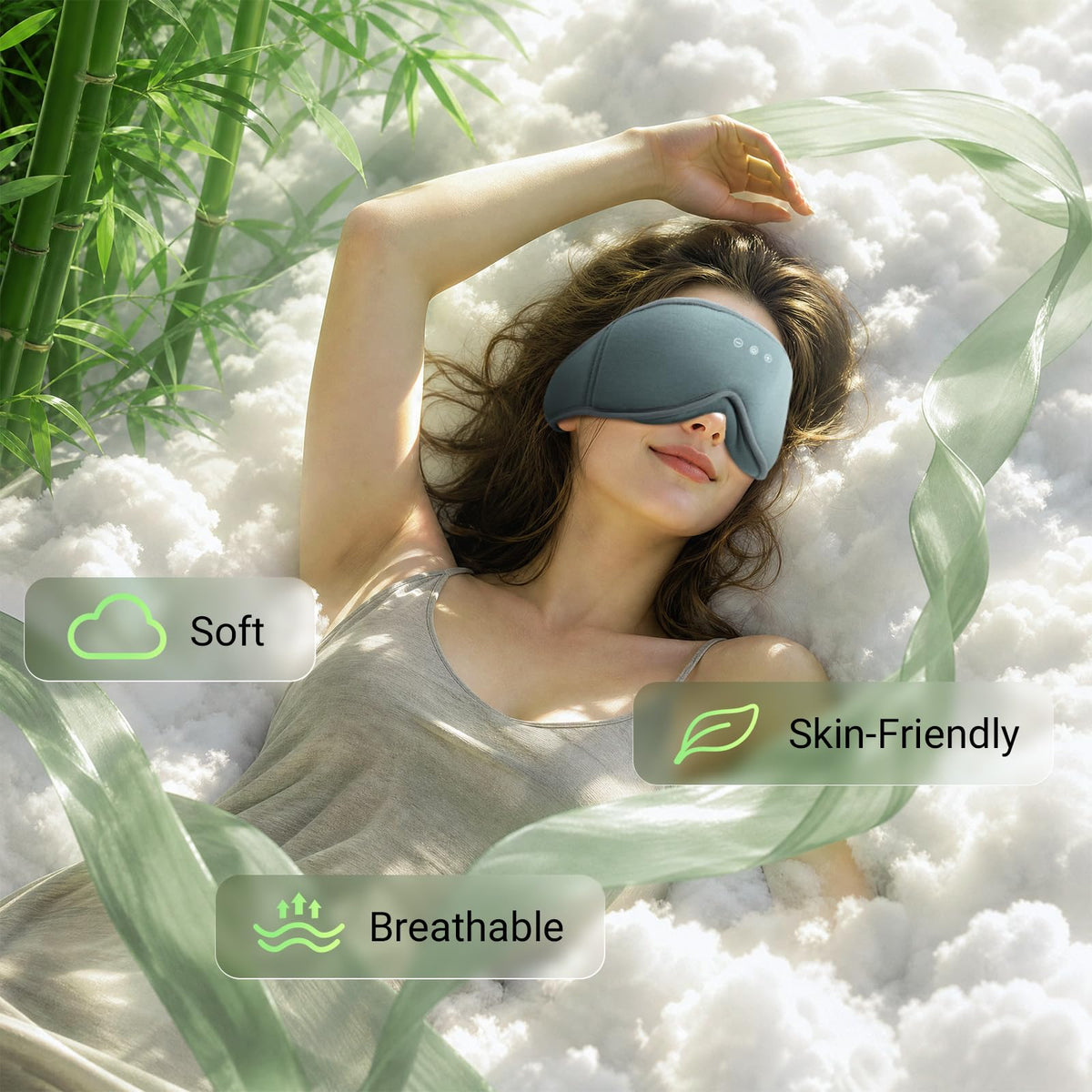 Bamboo Cotton Sleep Mask with Bluetooth Headphones C33008