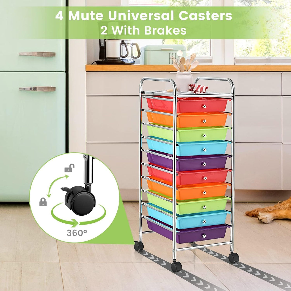 10 Drawer Rolling Storage Cart with Wheels S989
