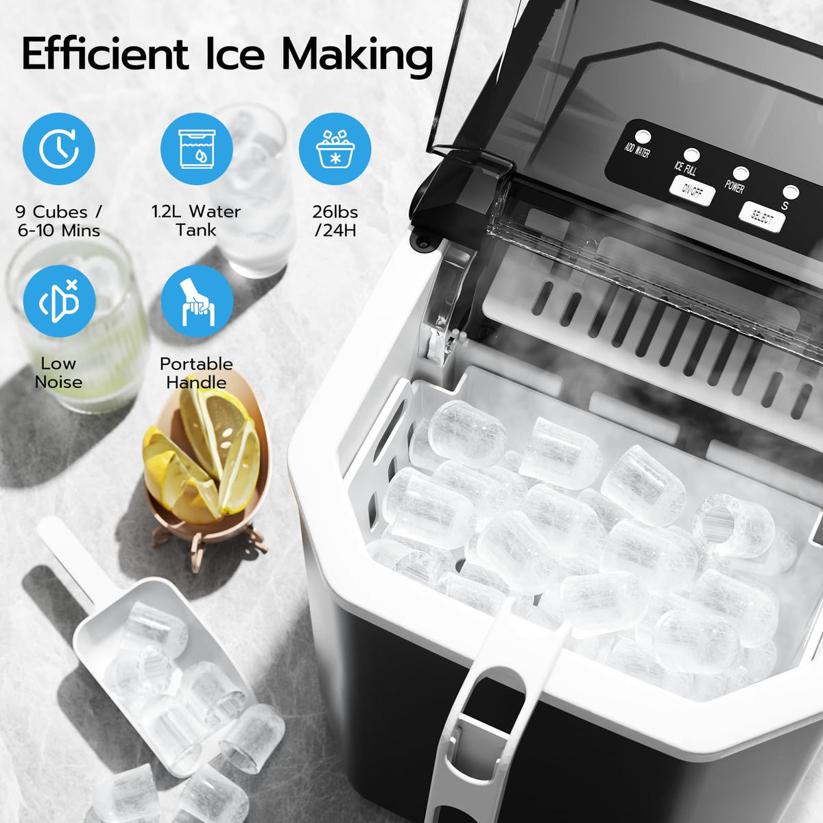 Black 26Lbs/24H Countertop Ice Maker U10103