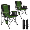 2 Pack Green Folding Camping Chair with Cup Holder and Storage Bag W59102