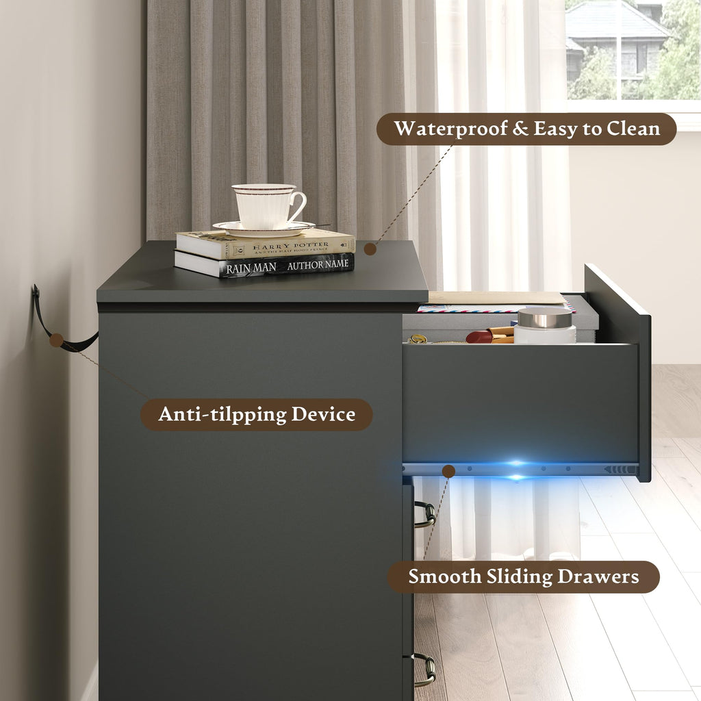 Black 3 Drawer Wood Dresser E387037