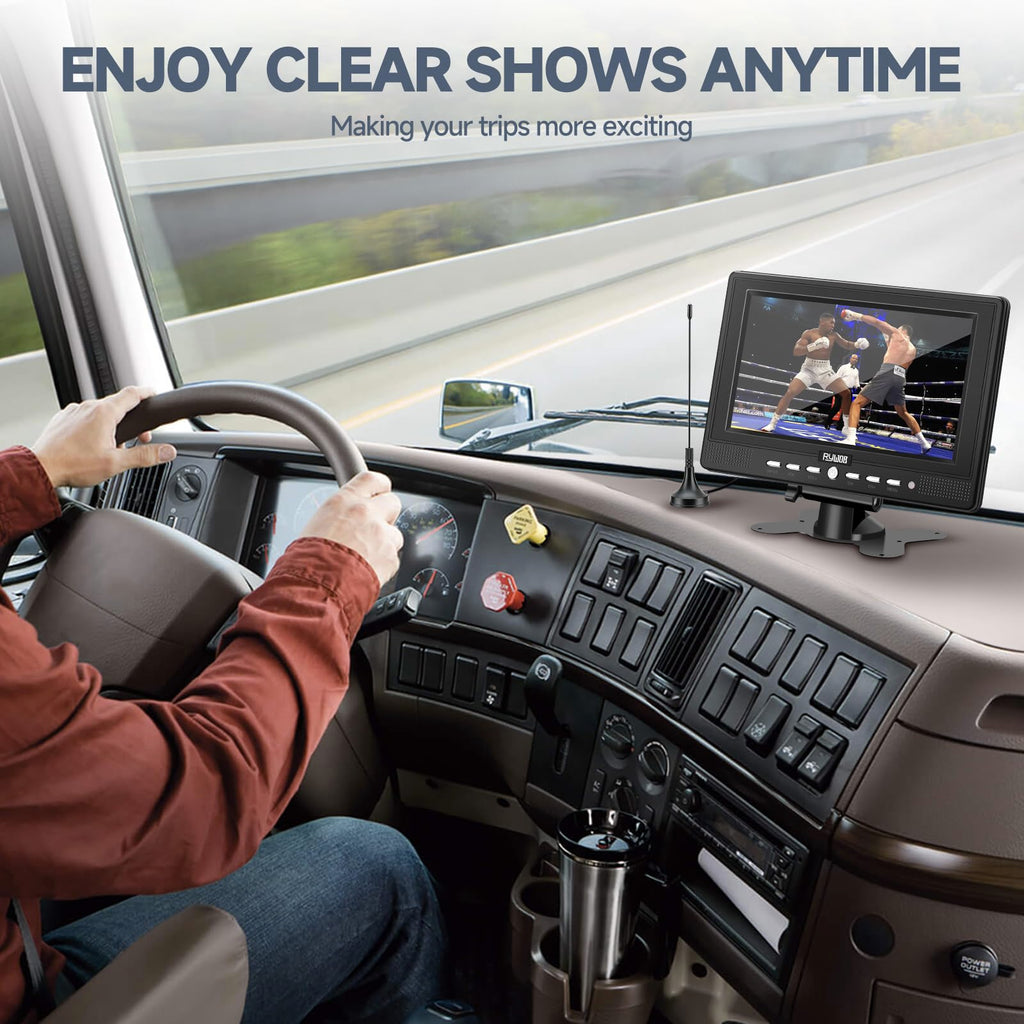 7” Portable TV with Antenna, Rechargeable Battery with Stand Q74614