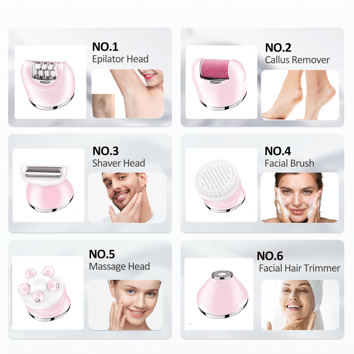 6 in 1 IPX7 Waterproof Rechargeable Epilator O4465