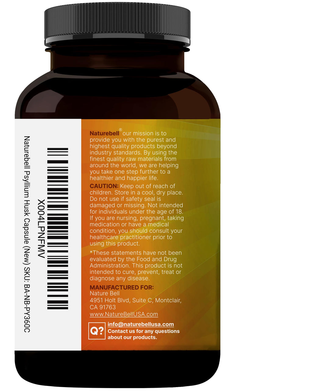 Psyllium Husk Fiber Capsules 2,000mg 360 Caps I392784