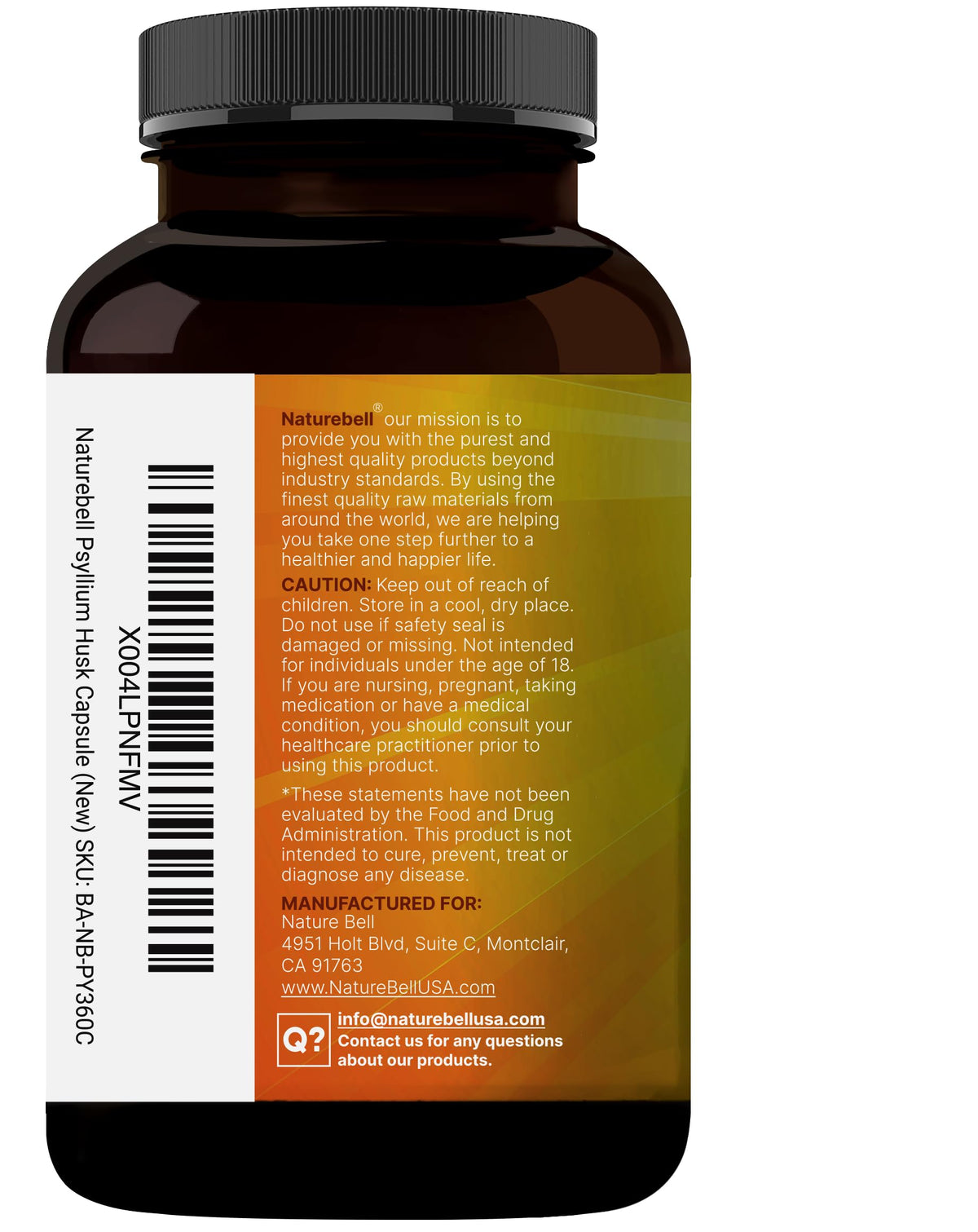 Psyllium Husk Fiber Capsules 2,000mg 360 Caps I392784