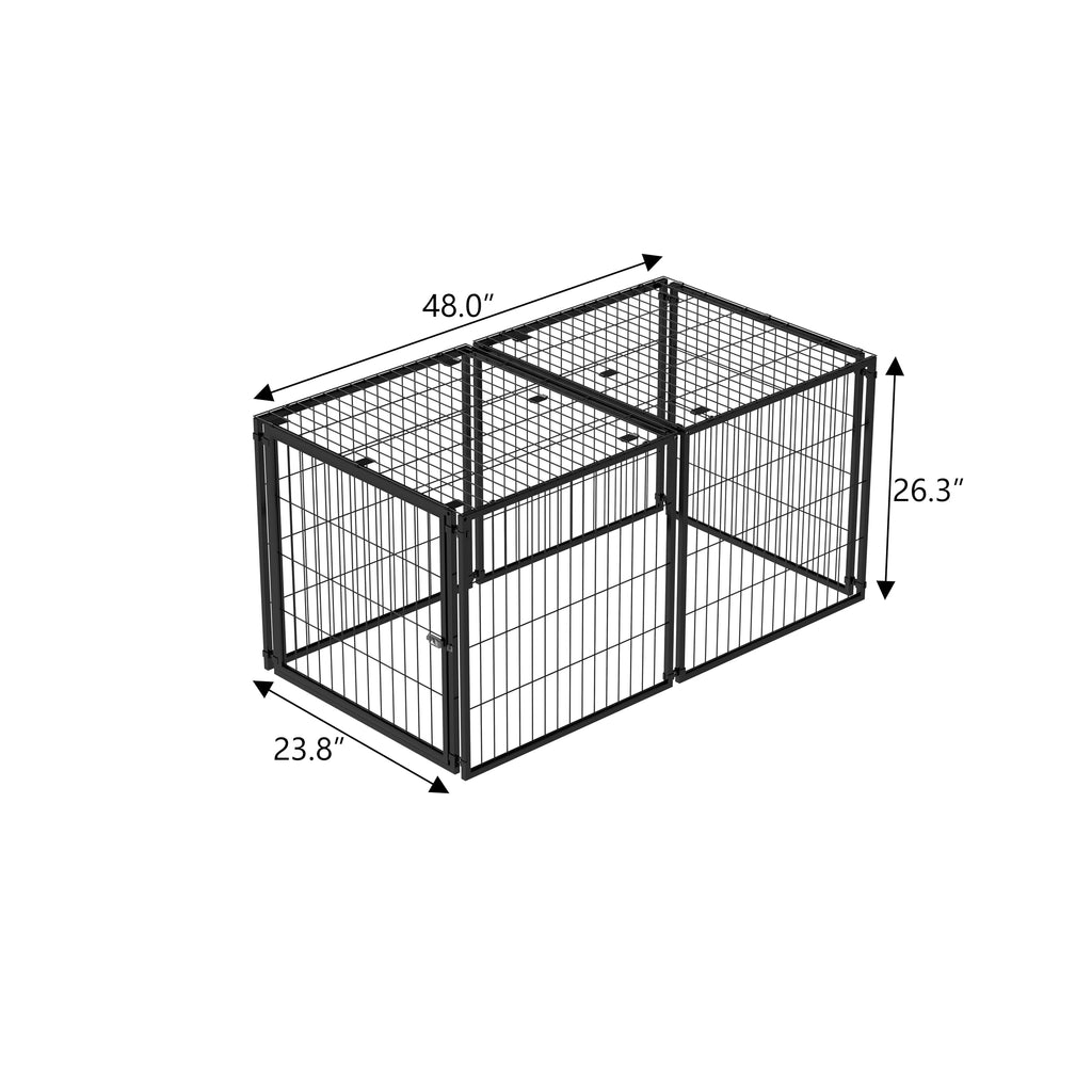 48 Inch Black Metal Dog Crate with Removable Top Cover F172542