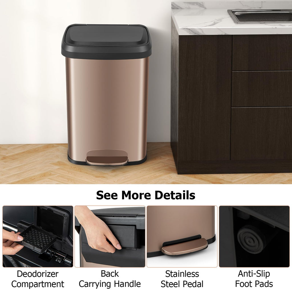 50L Stainless Steel Recycling Pedal Bin P504816