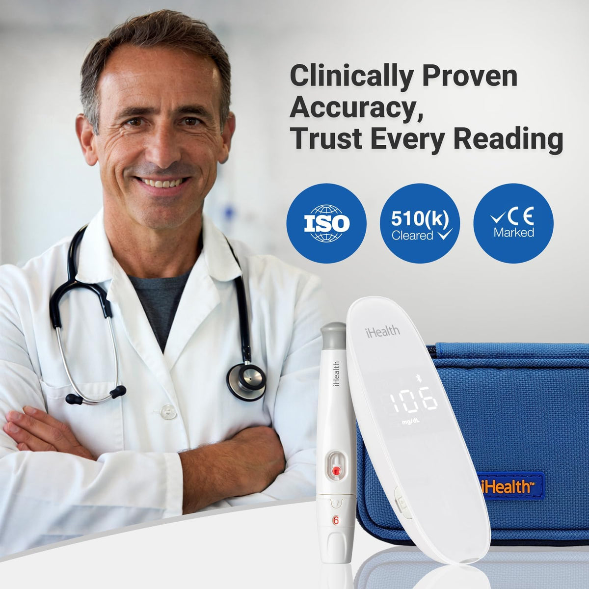 Wireless Smart Glucose Monitor Kit, 100 Strips & 100 Lancets K613707