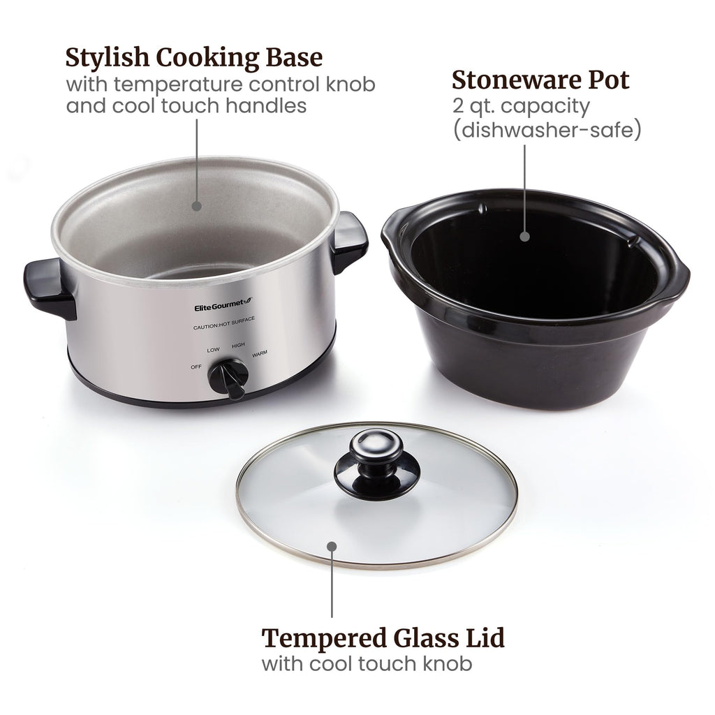 Electric Oval Slow Cooker, 2 Qt, Stainless Steel R823886