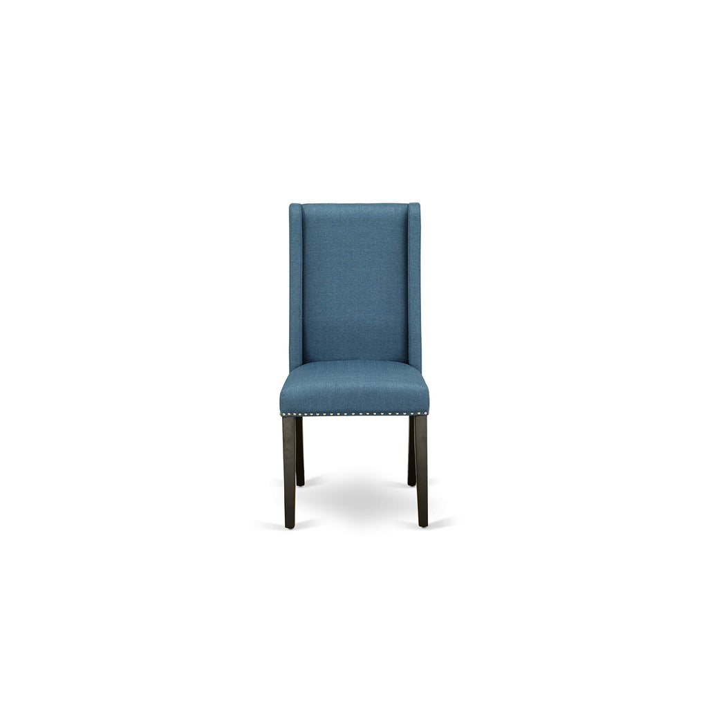3 Piece Dining Table Set with 2 Blue Linen Fabric Chairs G73644