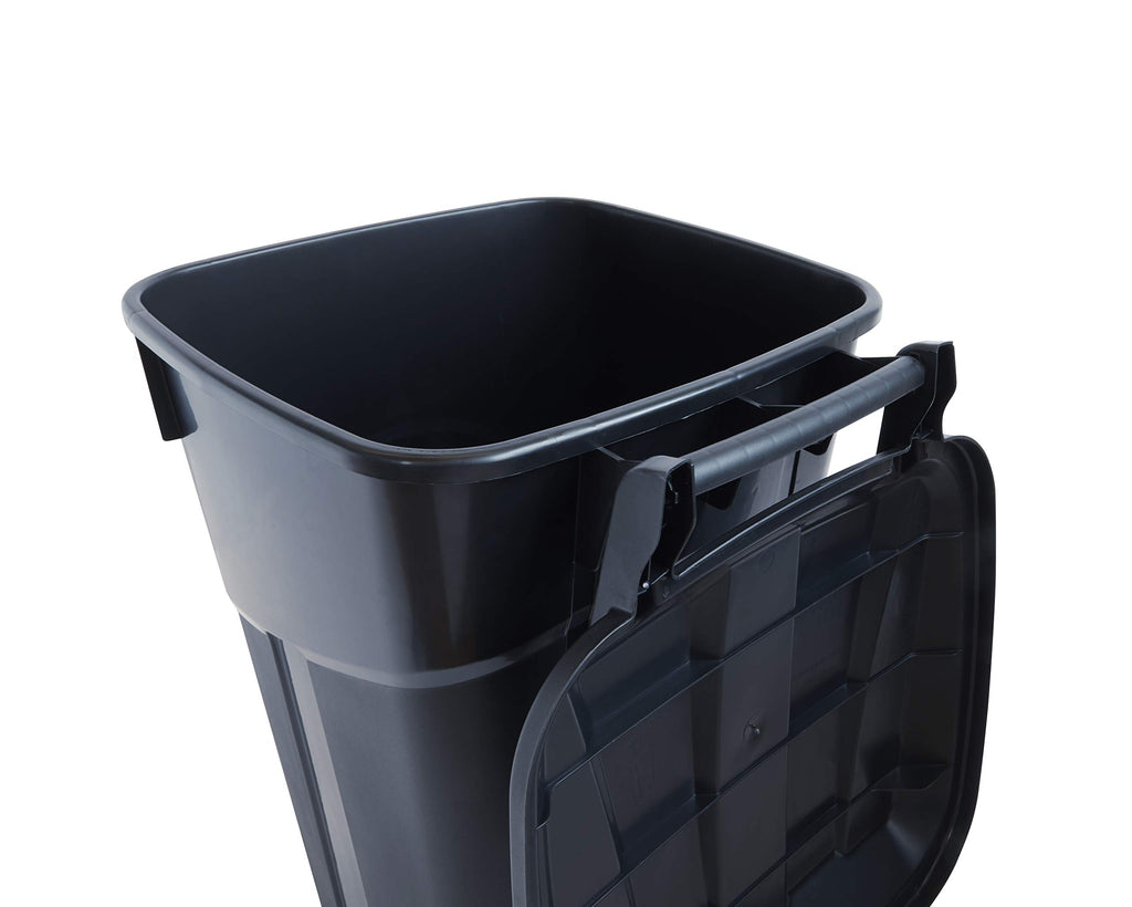 32 Gallon Black Wheeled Outdoor Garbage Can with Snap Lock Lid, 2 Pack H99972
