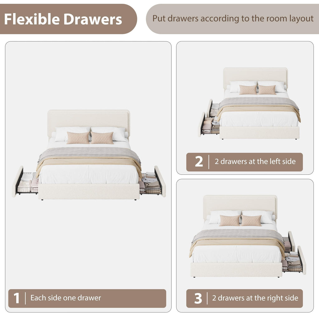 Queen Size Bed Frame with 2 Storage Drawer K18778