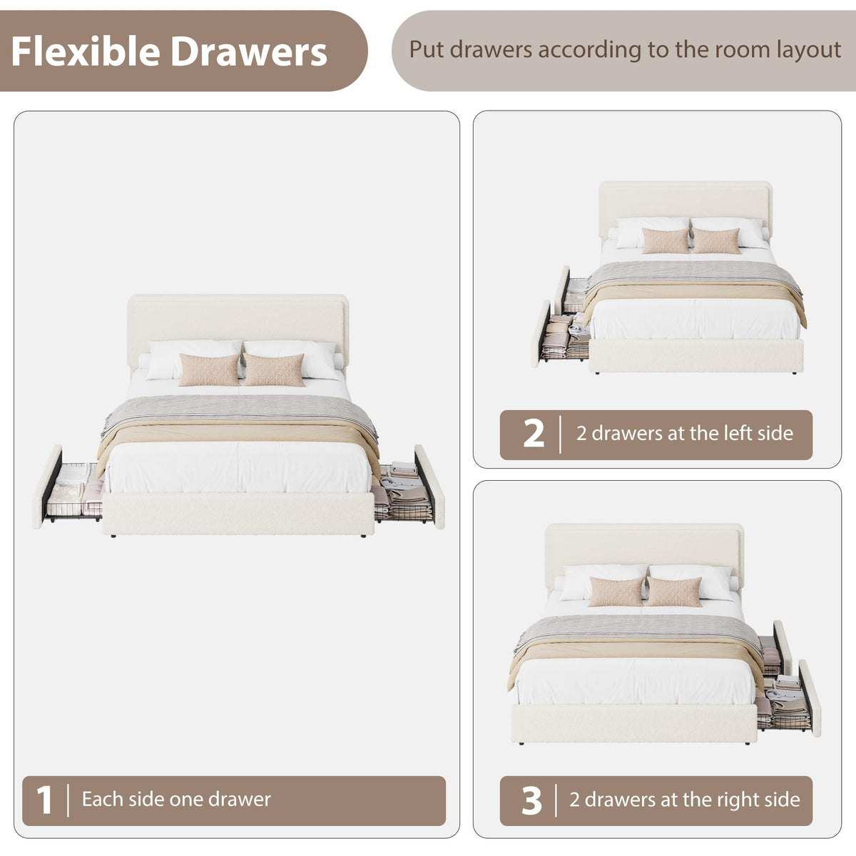 Queen Size Bed Frame with 2 Storage Drawer K18778