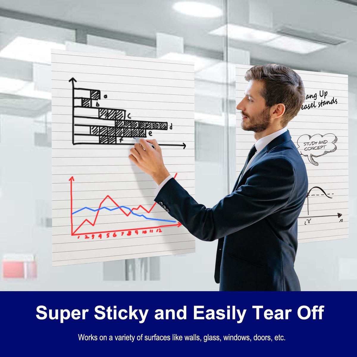 Lined Sticky Easel Pad, 25 x 30 Inches, 30 Sheets/Pad, 2 Pads/Pack U46085