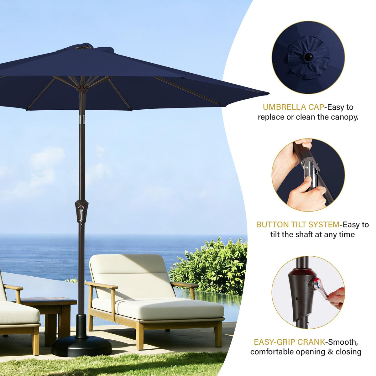 9ft Patio Umbrella with Push Button Tilt and Crank K416268