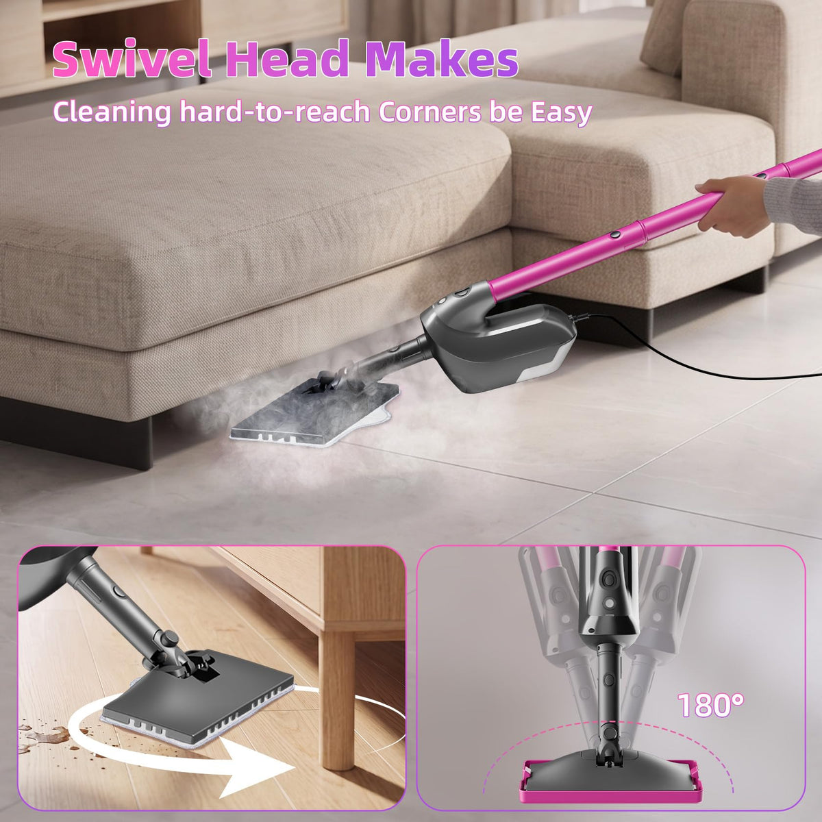 9-in-1 Detachable Handheld Steam Mop D128