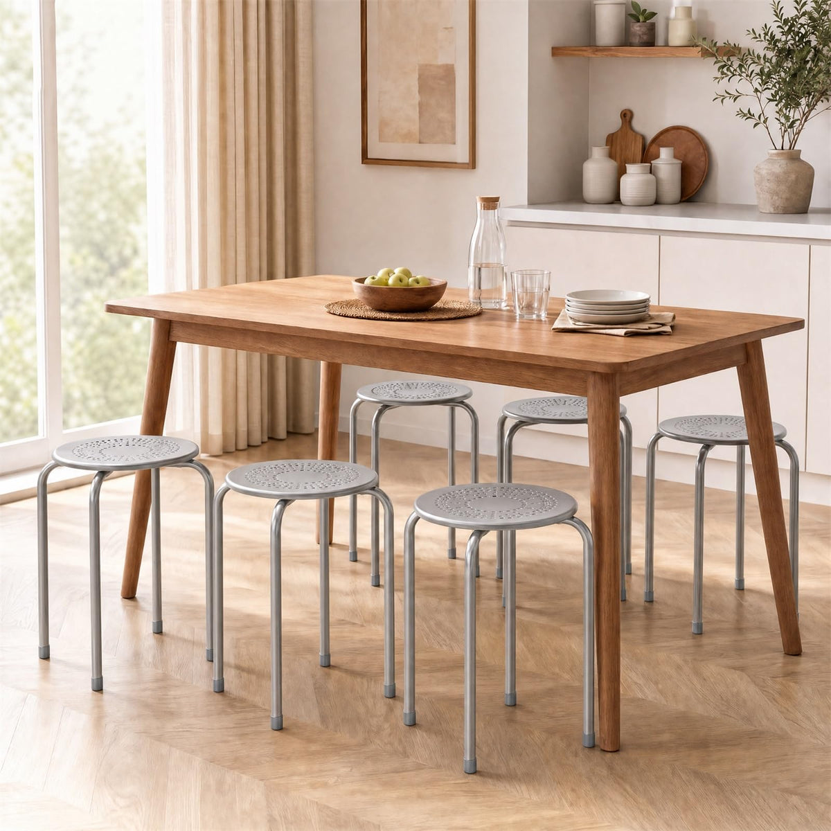 Grey Stackable School Stools 6-Pack U478480