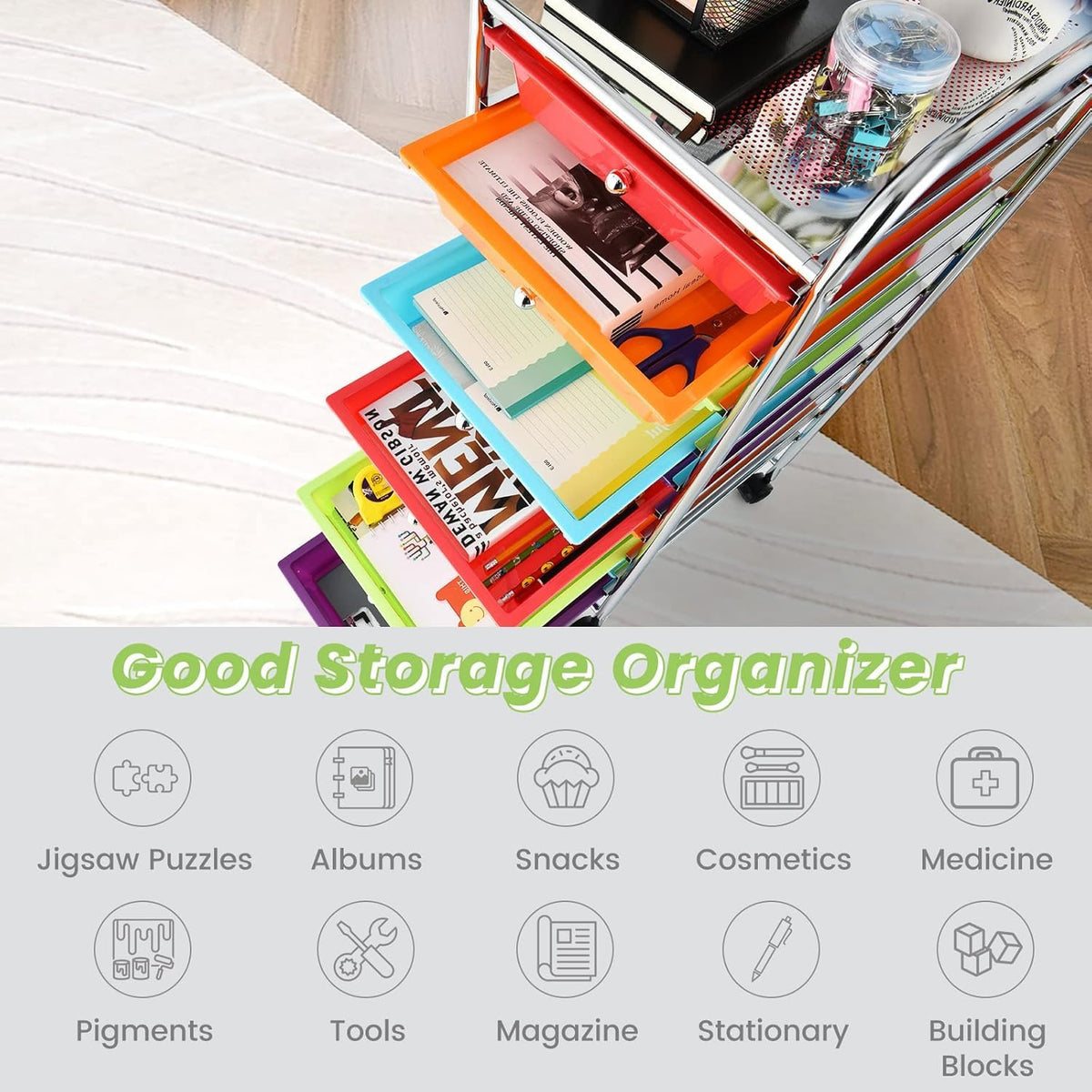 10 Drawer Rolling Storage Cart with Wheels S989