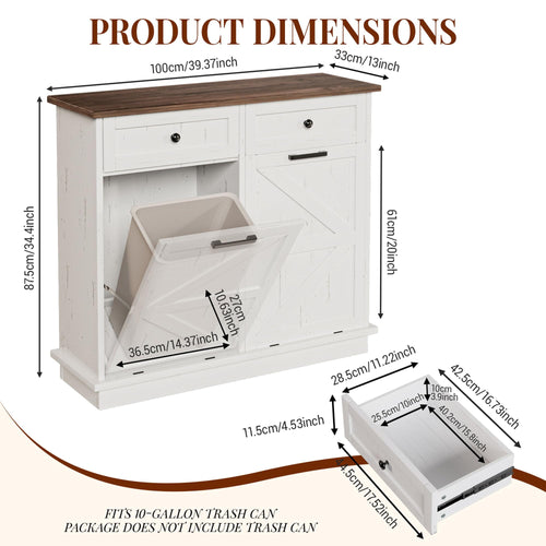 10 Gallon Double Tilt Out Trash Can Cabinet P216