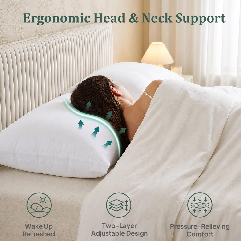 King Size Set of 2 Adjustable Memory Foam Bed Pillows H185