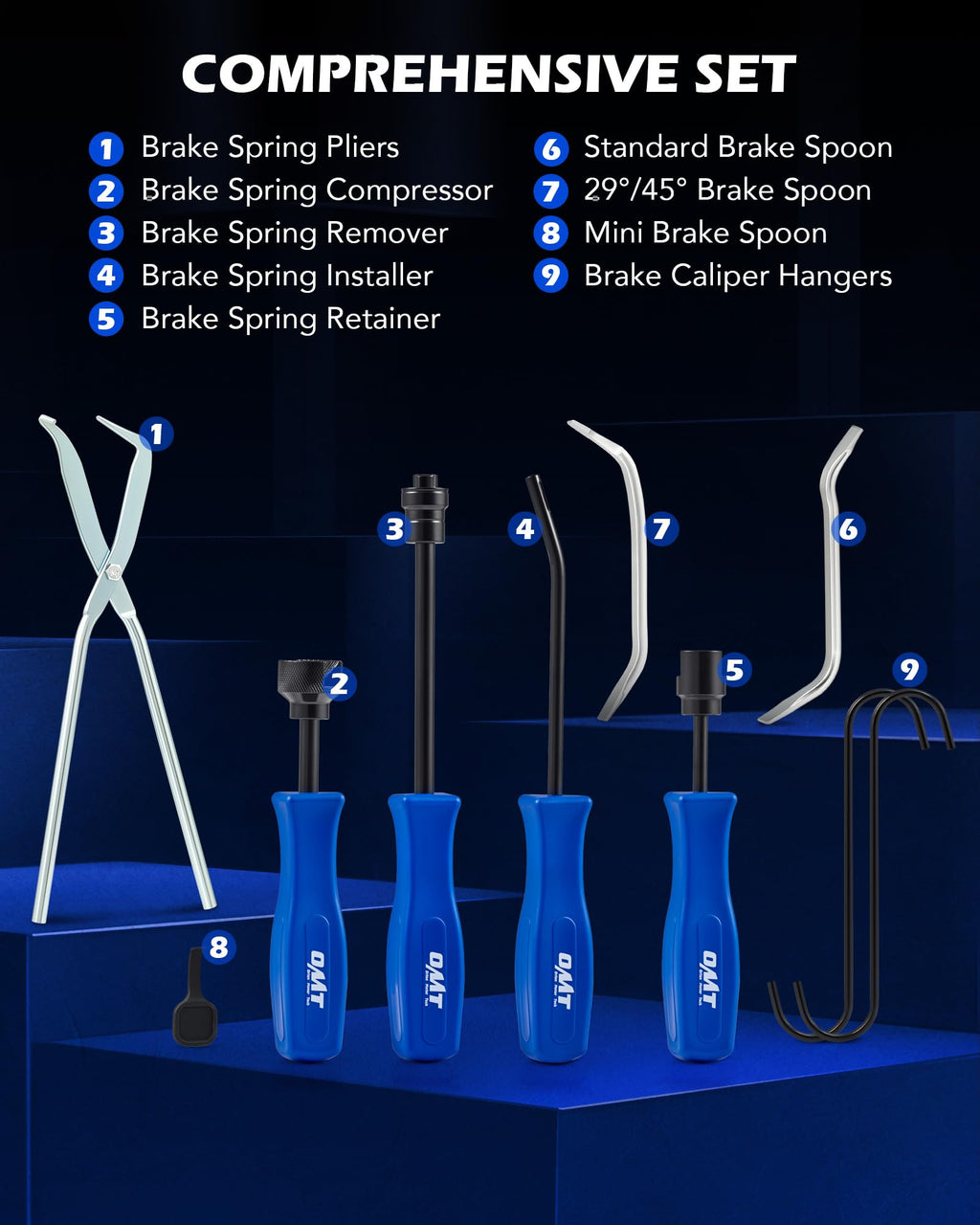 10pc Drum Brake Tool Kit with Spring Pliers and Adjusting Spoons Set M6718