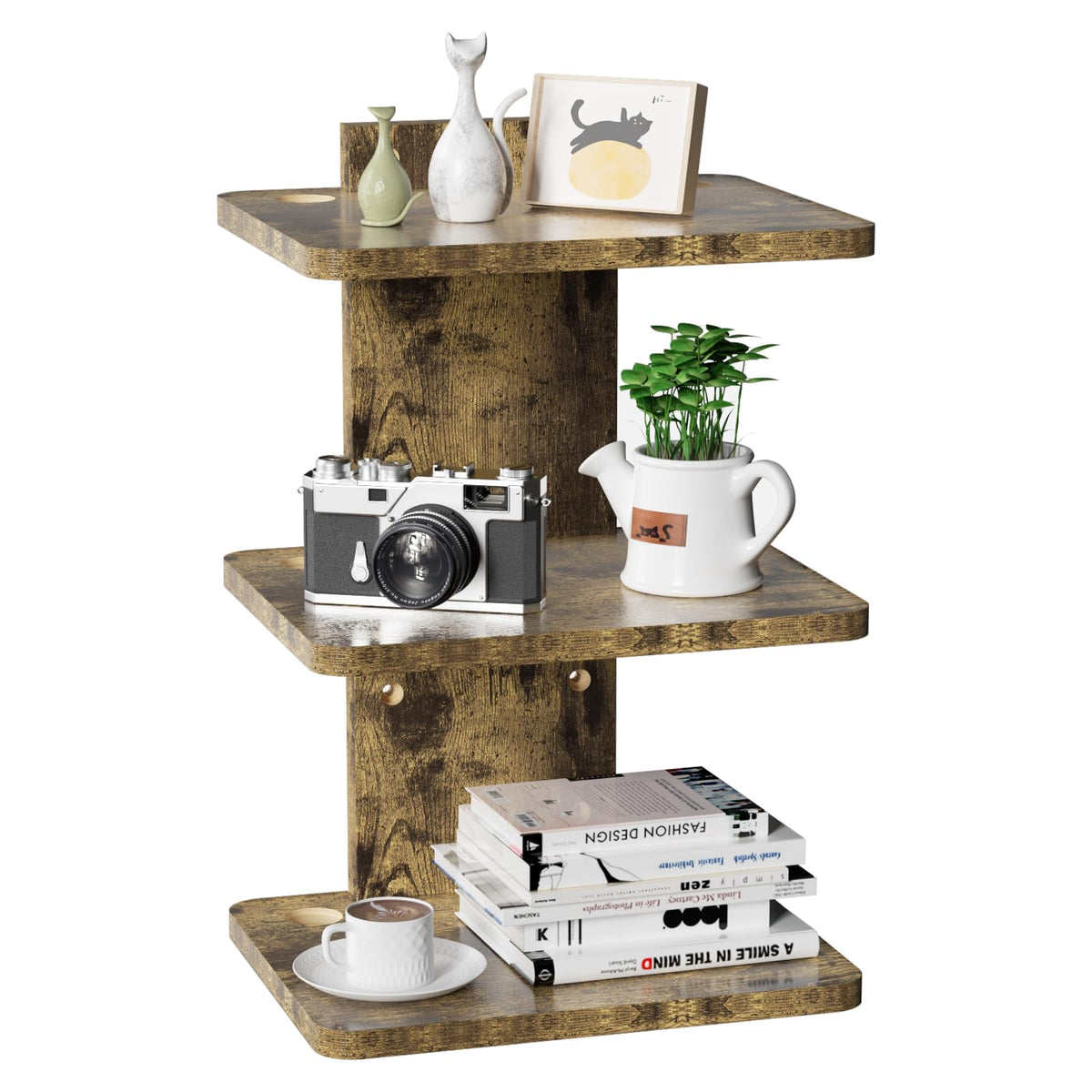 3 Tier Wall Mount Floating Shelf Vintage Brown H389301