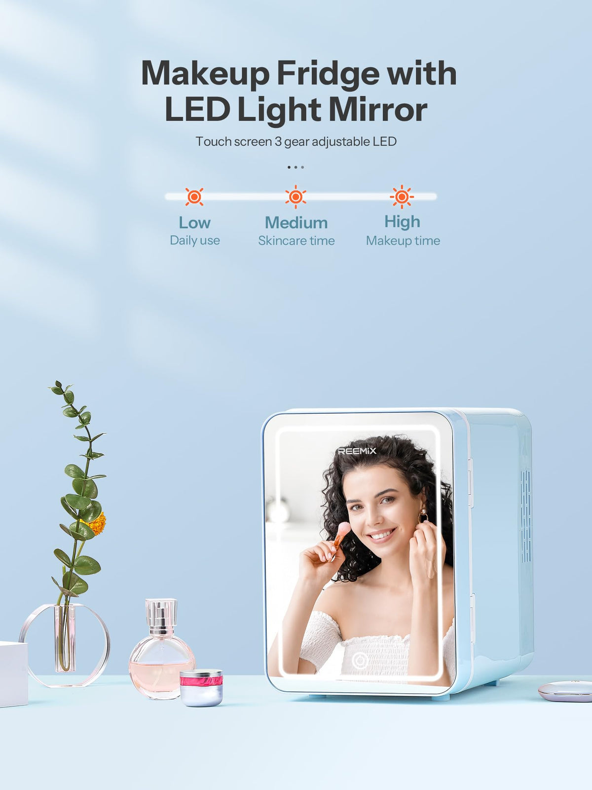 Mini Beauty Fridge with LED Mirror Y67860