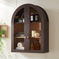 Arched Wall Cabinet with Glass Doors & Adjustable Shelves, 23.5×31.4 Inch N1744