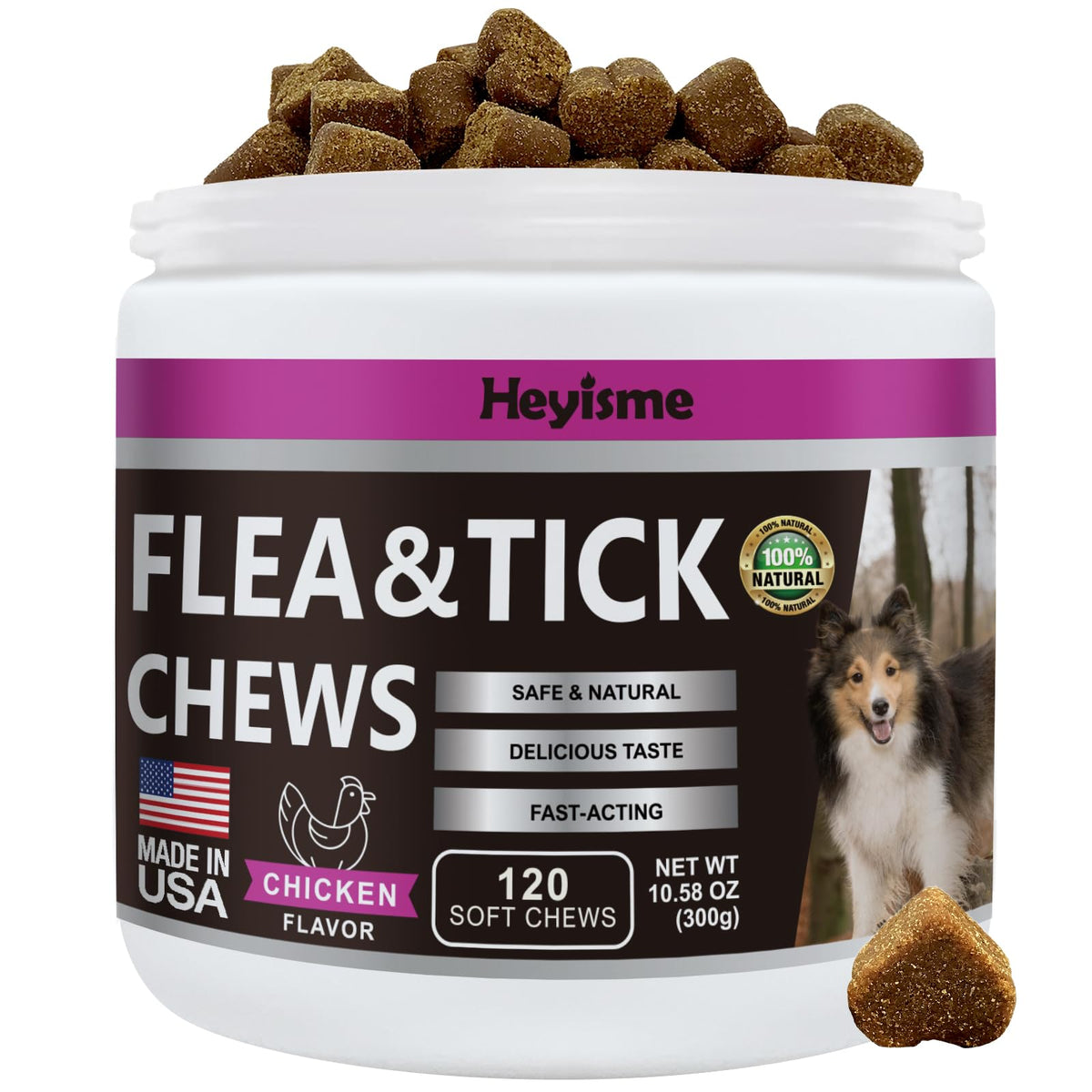 Flea and Tick Chewables for Dogs Chicken 120 Chews Q12909